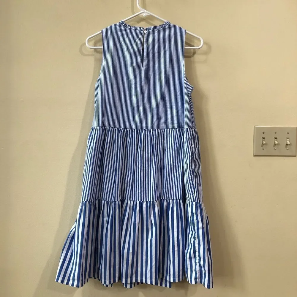 J. Crew Striped sleeveless tiered mini dress in cotton poplin